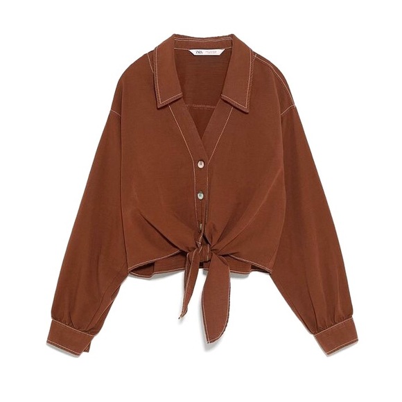Zara Tops - NEW ✨ Zara Front Tie Long Sleeve